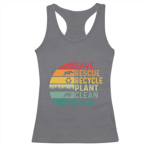 Earth Day Racerback Tank Top Save Bees Rescue Animals Recycle Plastic TS11 Charcoal Print Your Wear