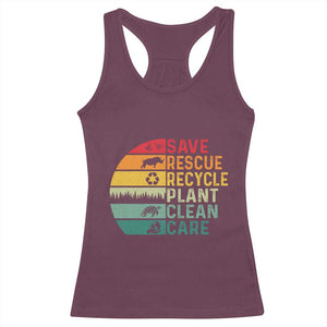 Earth Day Racerback Tank Top Save Bees Rescue Animals Recycle Plastic TS11 Maroon Print Your Wear