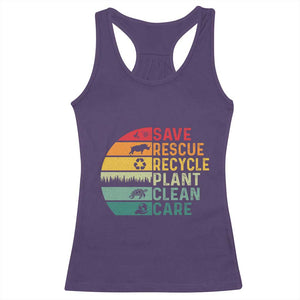 Earth Day Racerback Tank Top Save Bees Rescue Animals Recycle Plastic TS11 Purple Print Your Wear