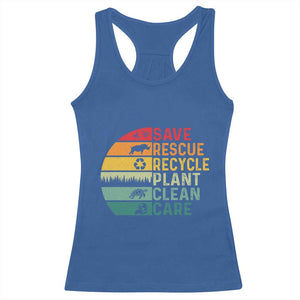 Earth Day Racerback Tank Top Save Bees Rescue Animals Recycle Plastic TS11 Royal Blue Print Your Wear