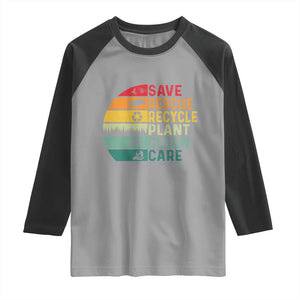 Earth Day Raglan Shirt Save Bees Rescue Animals Recycle Plastic TS11 Sport Gray Black Print Your Wear