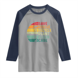 Earth Day Raglan Shirt Save Bees Rescue Animals Recycle Plastic TS11 Sport Gray Navy Print Your Wear