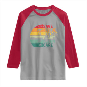 Earth Day Raglan Shirt Save Bees Rescue Animals Recycle Plastic TS11 Sport Gray Red Print Your Wear