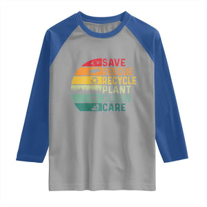 Earth Day Raglan Shirt Save Bees Rescue Animals Recycle Plastic TS11 Sport Gray Royal Print Your Wear