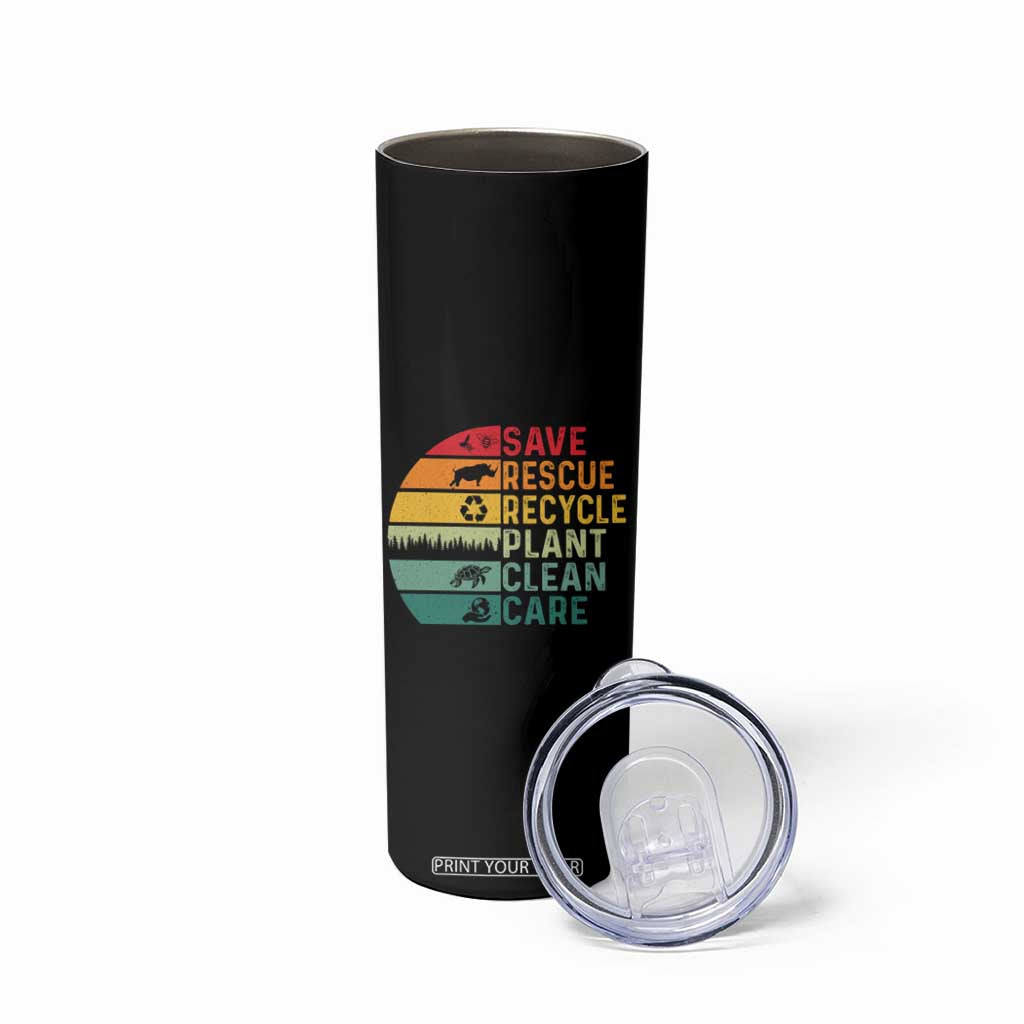 Earth Day Skinny Tumbler Save Bees Rescue Animals Recycle Plastic TS11 Print Your Wear