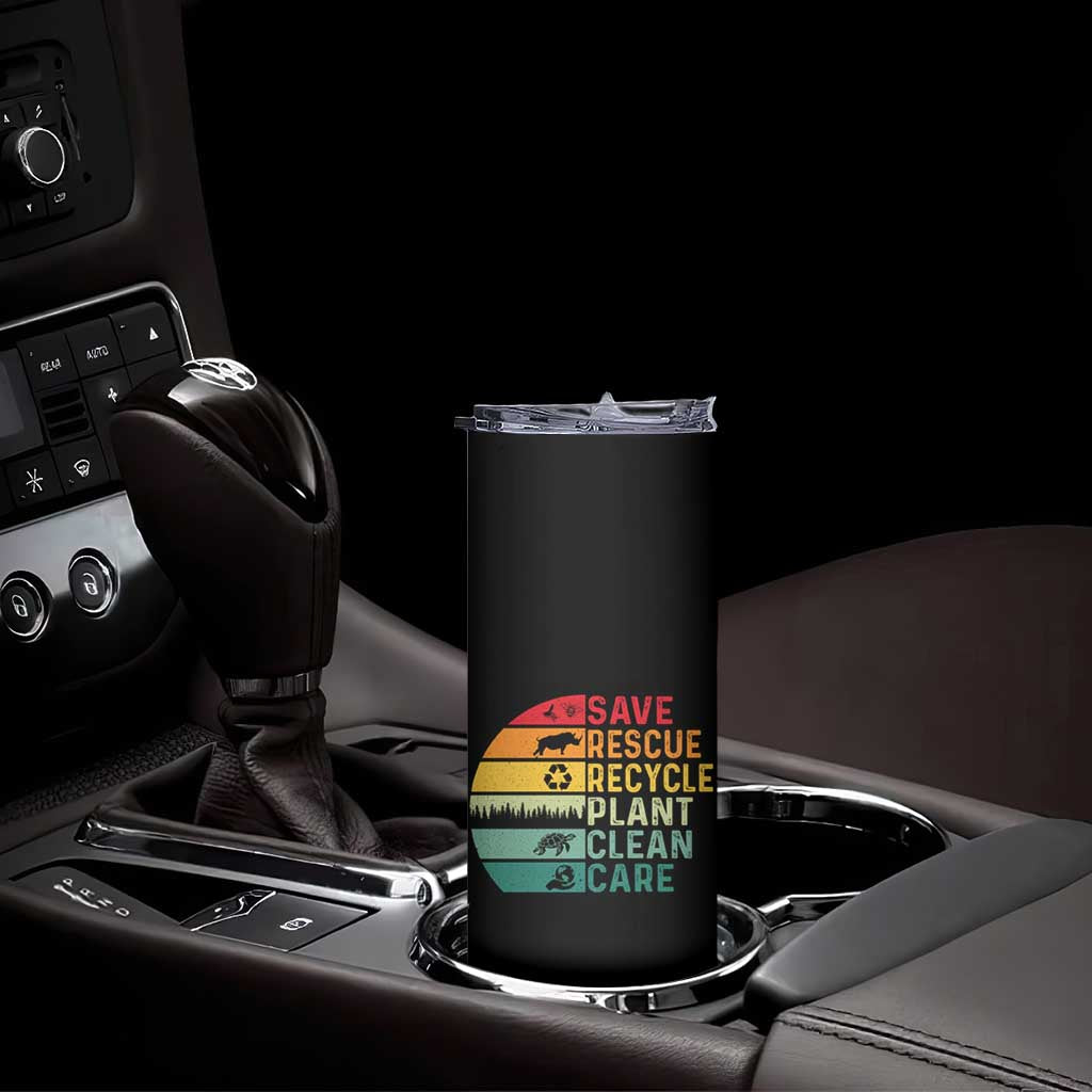Earth Day Skinny Tumbler Save Bees Rescue Animals Recycle Plastic TS11 Print Your Wear