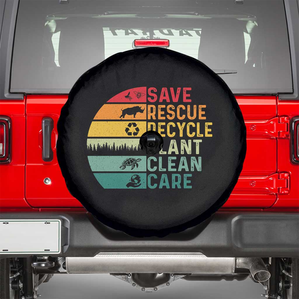 Earth Day Spare Tire Cover Save Bees Rescue Animals Recycle Plastic TS11 Black Print Your Wear