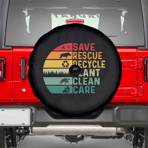 Earth Day Spare Tire Cover Save Bees Rescue Animals Recycle Plastic TS11 Black Print Your Wear