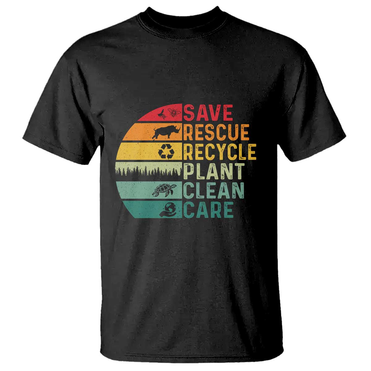 Earth Day T Shirt Save Bees Rescue Animals Recycle Plastic TS11 Black Print Your Wear
