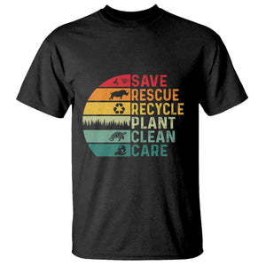 Earth Day T Shirt Save Bees Rescue Animals Recycle Plastic TS11 Black Print Your Wear