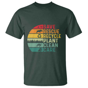 Earth Day T Shirt Save Bees Rescue Animals Recycle Plastic TS11 Dark Forest Green Print Your Wear