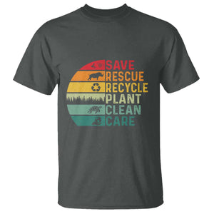 Earth Day T Shirt Save Bees Rescue Animals Recycle Plastic TS11 Dark Heather Print Your Wear