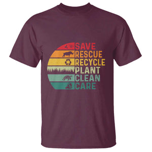 Earth Day T Shirt Save Bees Rescue Animals Recycle Plastic TS11 Maroon Print Your Wear