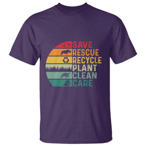 Earth Day T Shirt Save Bees Rescue Animals Recycle Plastic TS11 Purple Print Your Wear