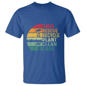 Earth Day T Shirt Save Bees Rescue Animals Recycle Plastic TS11 Royal Blue Print Your Wear