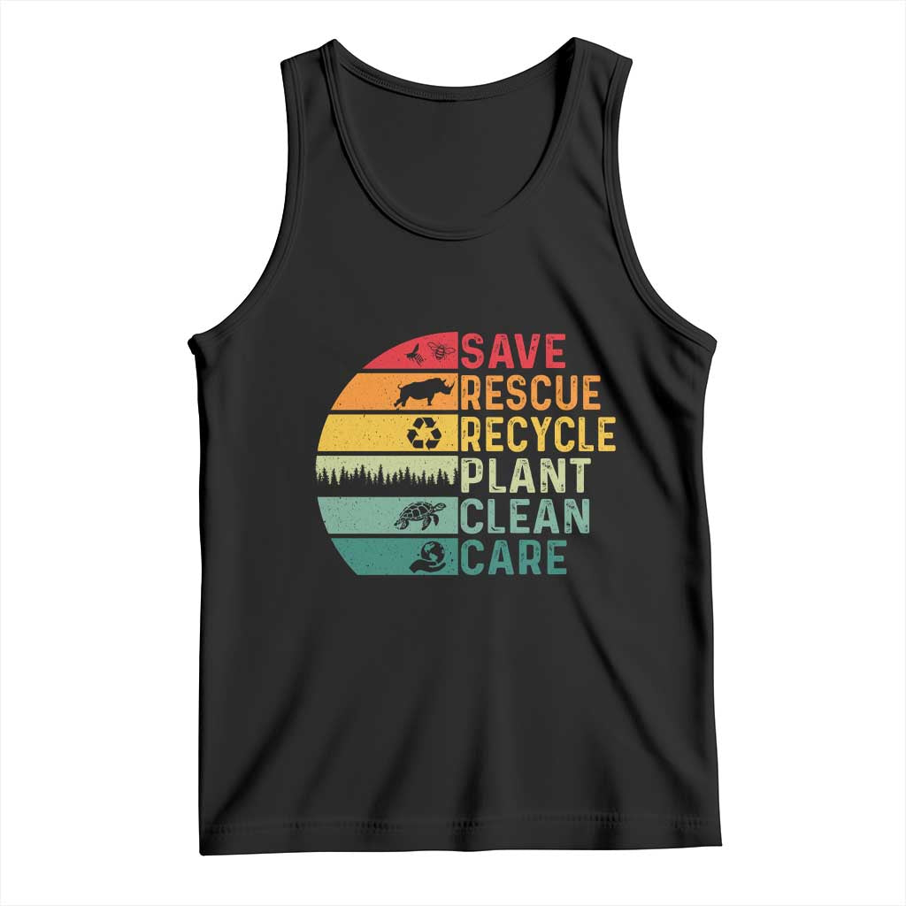 Earth Day Tank Top Save Bees Rescue Animals Recycle Plastic TS11 Black Print Your Wear