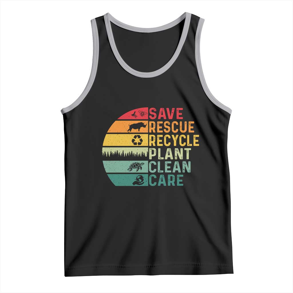 Earth Day Tank Top Save Bees Rescue Animals Recycle Plastic TS11 Black Athletic Heather Print Your Wear