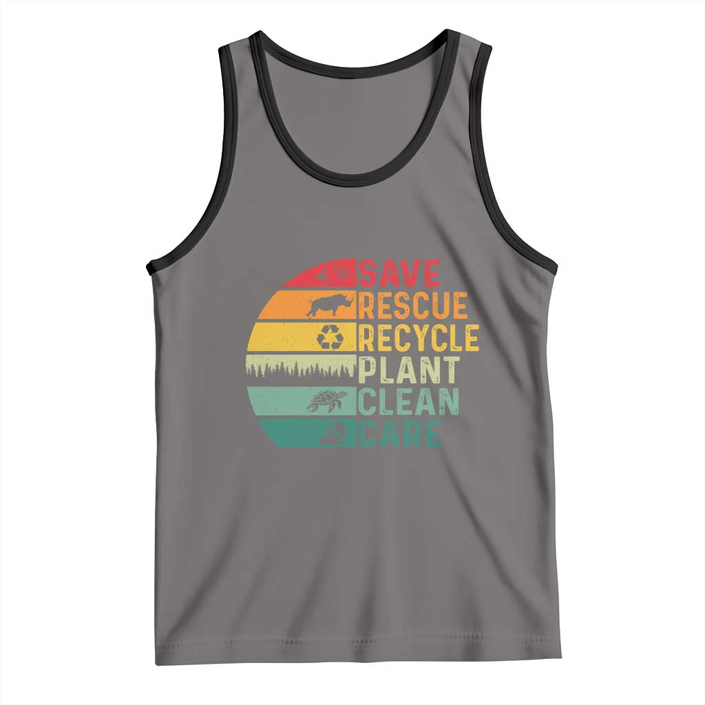 Earth Day Tank Top Save Bees Rescue Animals Recycle Plastic TS11 Deep Heather Black Print Your Wear