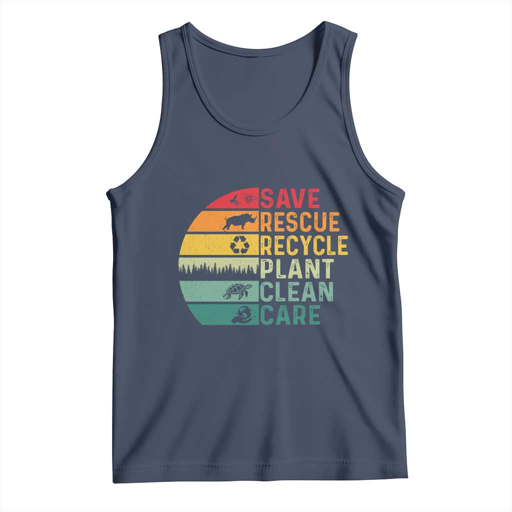Earth Day Tank Top Save Bees Rescue Animals Recycle Plastic TS11 Navy Print Your Wear
