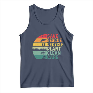 Earth Day Tank Top Save Bees Rescue Animals Recycle Plastic TS11 Navy Print Your Wear