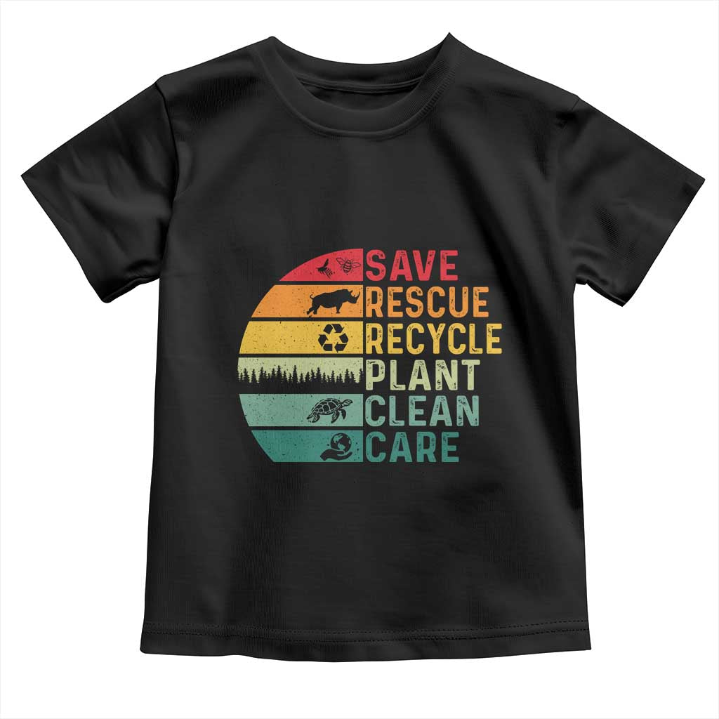 Earth Day Toddler T Shirt Save Bees Rescue Animals Recycle Plastic TS11 Black Print Your Wear