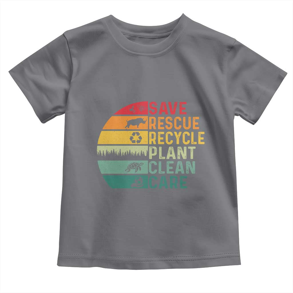 Earth Day Toddler T Shirt Save Bees Rescue Animals Recycle Plastic TS11 Charcoal Print Your Wear
