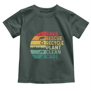Earth Day Toddler T Shirt Save Bees Rescue Animals Recycle Plastic TS11 Dark Forest Green Print Your Wear