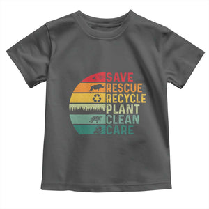 Earth Day Toddler T Shirt Save Bees Rescue Animals Recycle Plastic TS11 Dark Heather Print Your Wear
