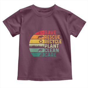 Earth Day Toddler T Shirt Save Bees Rescue Animals Recycle Plastic TS11 Maroon Print Your Wear