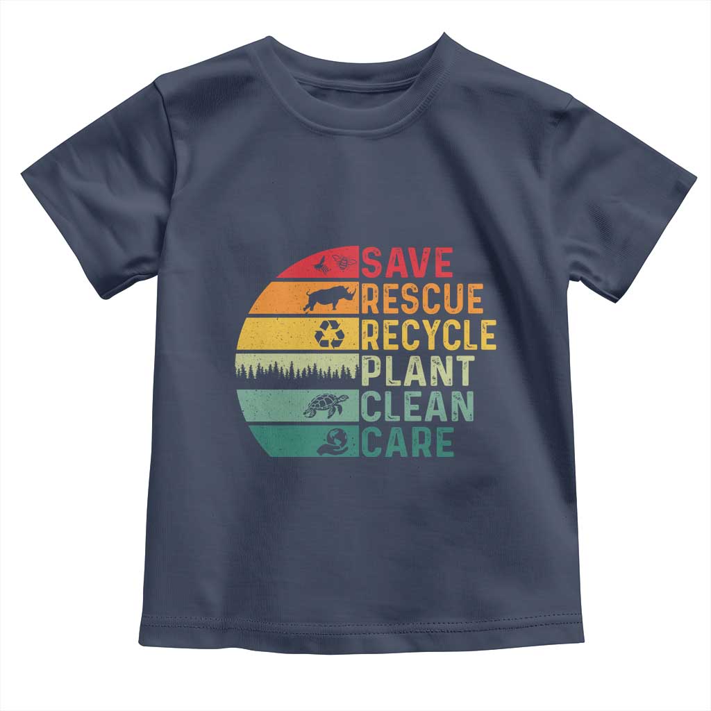 Earth Day Toddler T Shirt Save Bees Rescue Animals Recycle Plastic TS11 Navy Print Your Wear