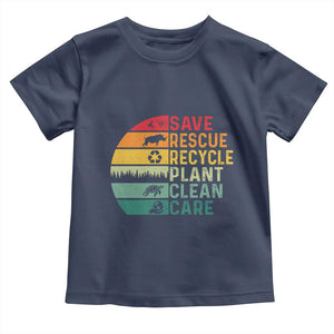 Earth Day Toddler T Shirt Save Bees Rescue Animals Recycle Plastic TS11 Navy Print Your Wear