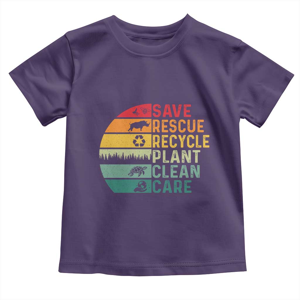 Earth Day Toddler T Shirt Save Bees Rescue Animals Recycle Plastic TS11 Purple Print Your Wear