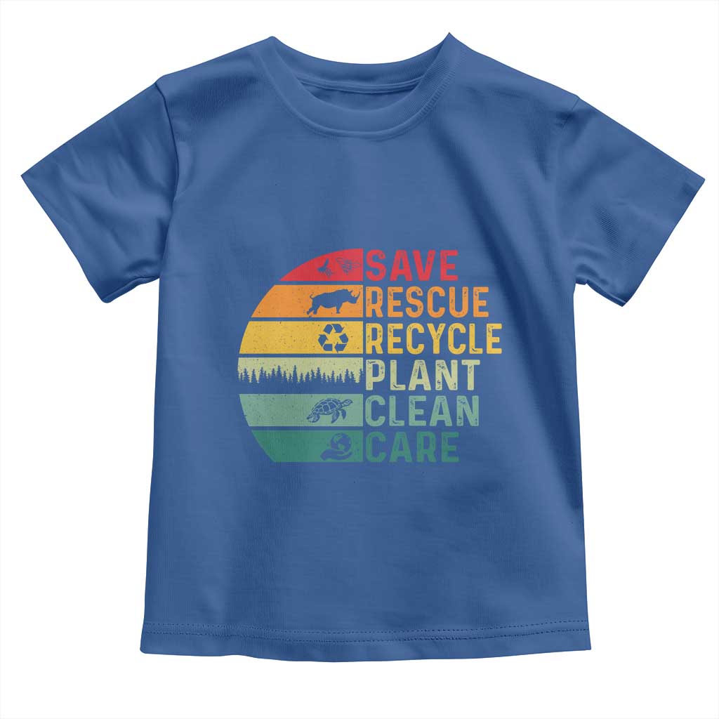 Earth Day Toddler T Shirt Save Bees Rescue Animals Recycle Plastic TS11 Royal Blue Print Your Wear