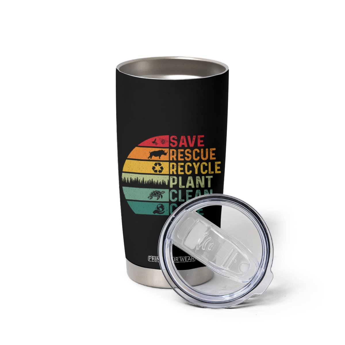 Earth Day Tumbler Cup Save Bees Rescue Animals Recycle Plastic TS11 Print Your Wear