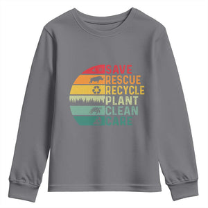 Earth Day Youth Sweatshirt Save Bees Rescue Animals Recycle Plastic TS11 Charcoal Print Your Wear