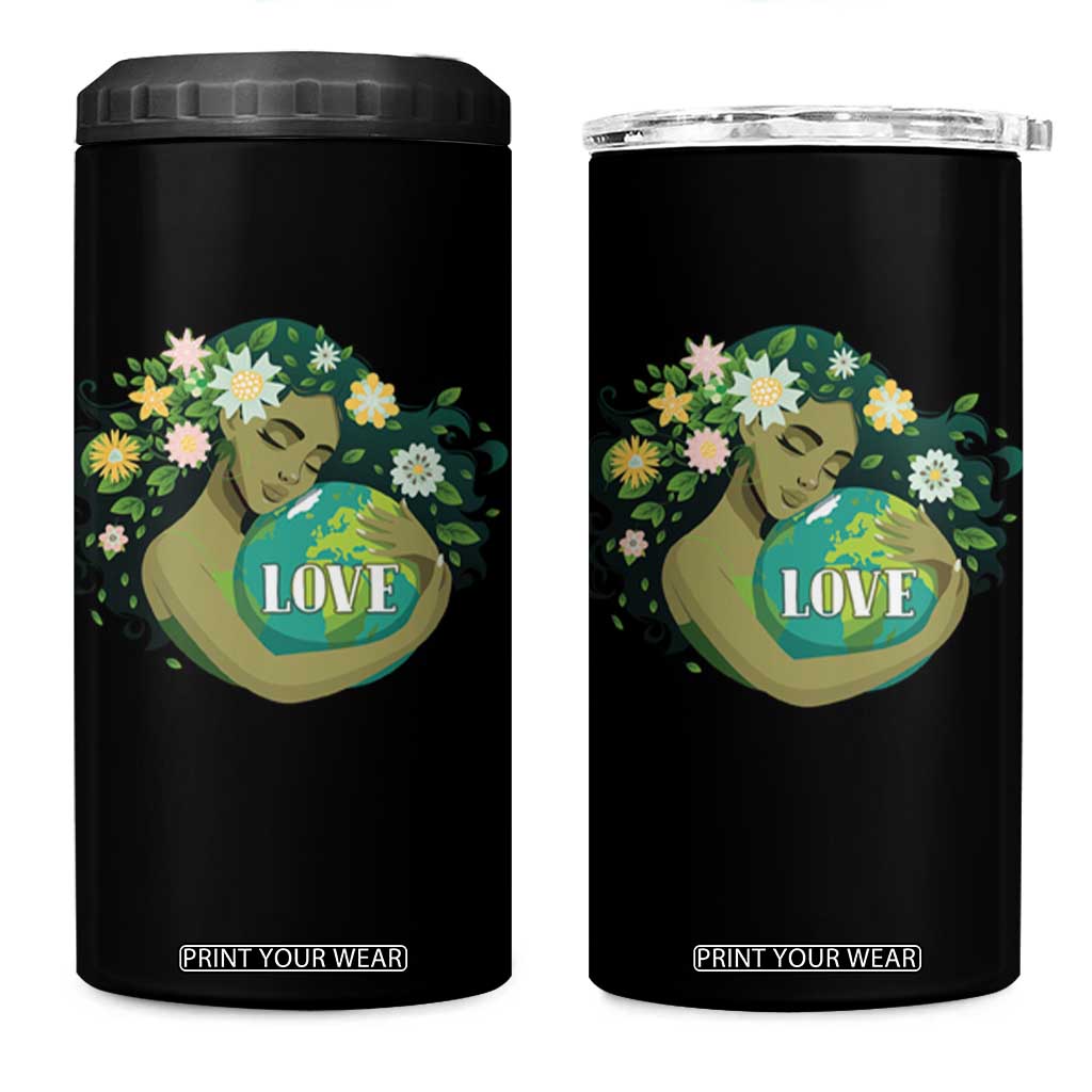 LOVE Mother Earth Day Save Our Planet Environment Green 4 in 1 Can Cooler Tumbler TS11 One Size: 16 oz Black Print Your Wear