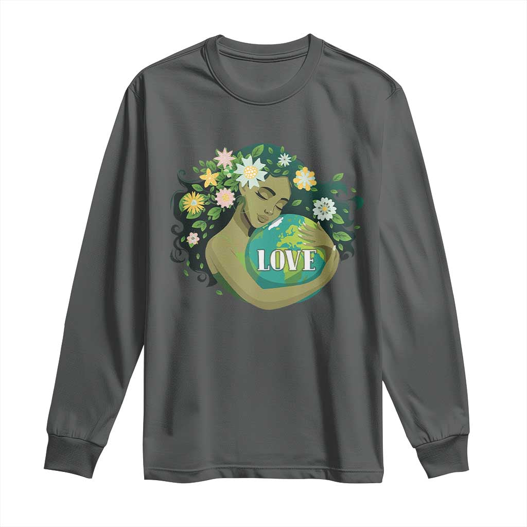 LOVE Mother Earth Day Save Our Planet Environment Green Long Sleeve Shirt TS11 Dark Heather Print Your Wear