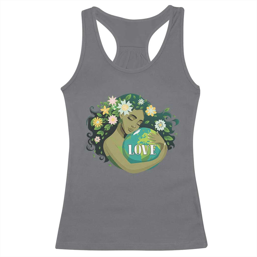 LOVE Mother Earth Day Save Our Planet Environment Green Racerback Tank Top TS11 Charcoal Print Your Wear