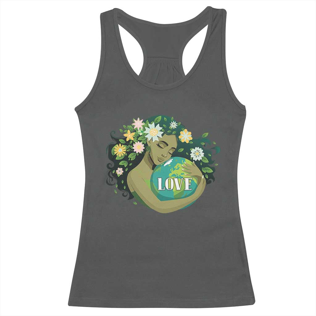 LOVE Mother Earth Day Save Our Planet Environment Green Racerback Tank Top TS11 Dark Heather Print Your Wear