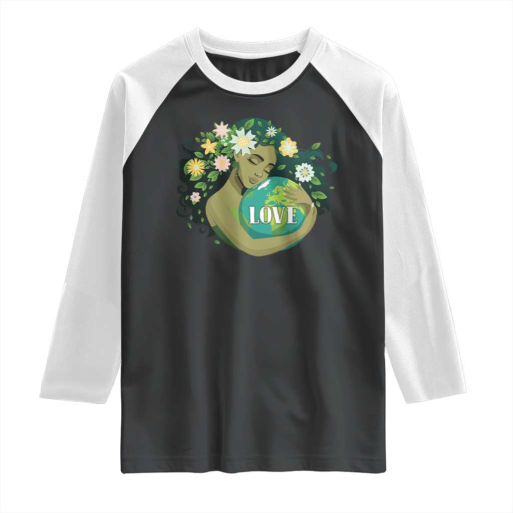 LOVE Mother Earth Day Save Our Planet Environment Green Raglan Shirt TS11 Black White Print Your Wear