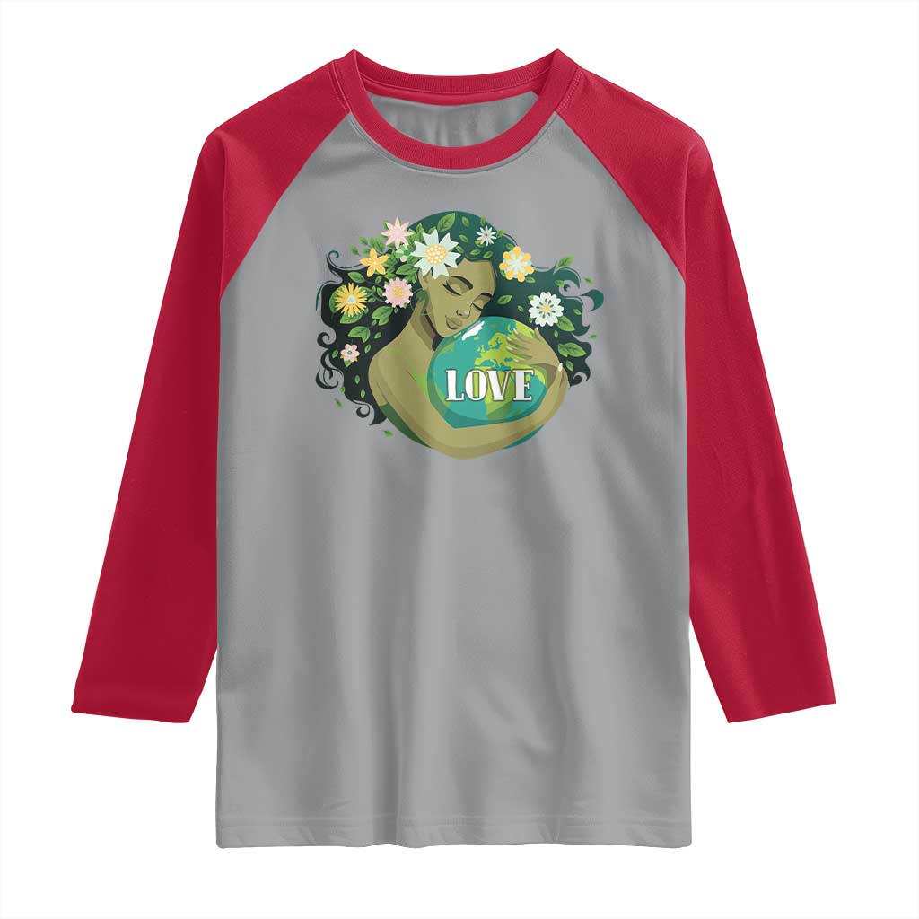 LOVE Mother Earth Day Save Our Planet Environment Green Raglan Shirt TS11 Sport Gray Red Print Your Wear
