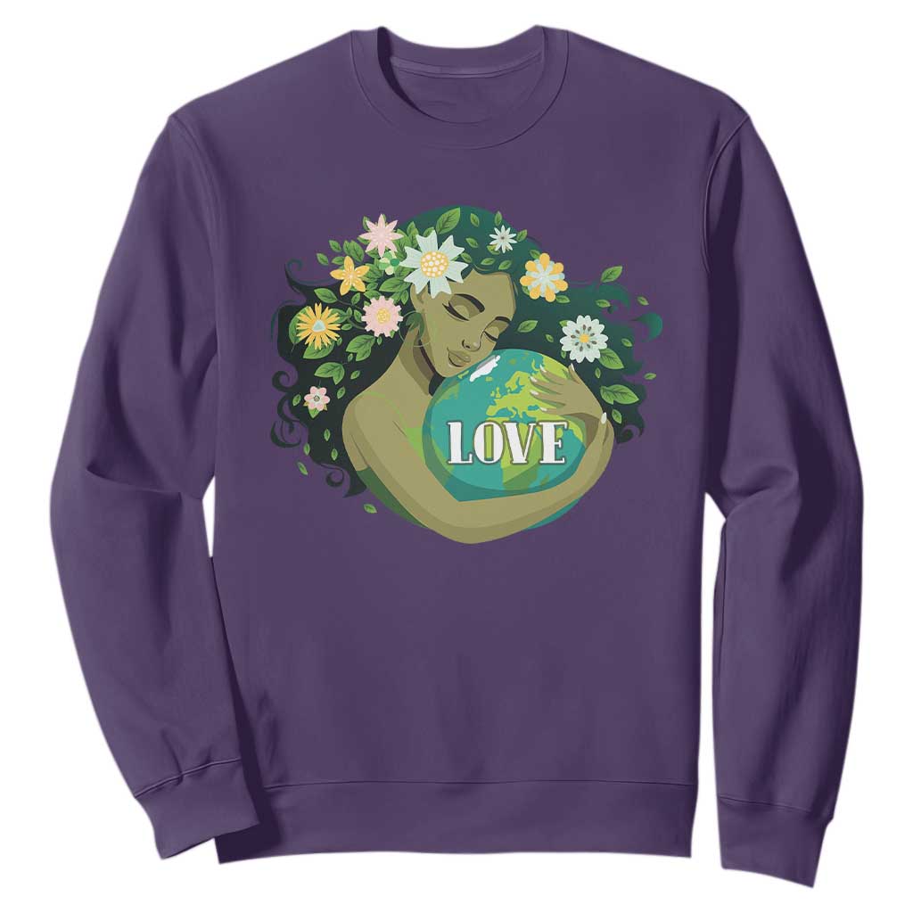 LOVE Mother Earth Day Save Our Planet Environment Green Sweatshirt TS11 Purple Print Your Wear