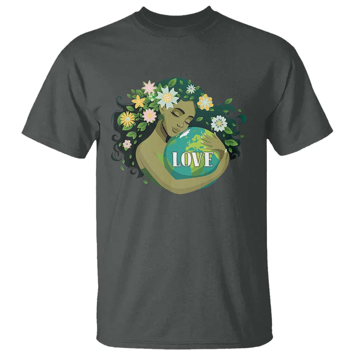 LOVE Mother Earth Day Save Our Planet Environment Green T Shirt TS11 Dark Heather Print Your Wear