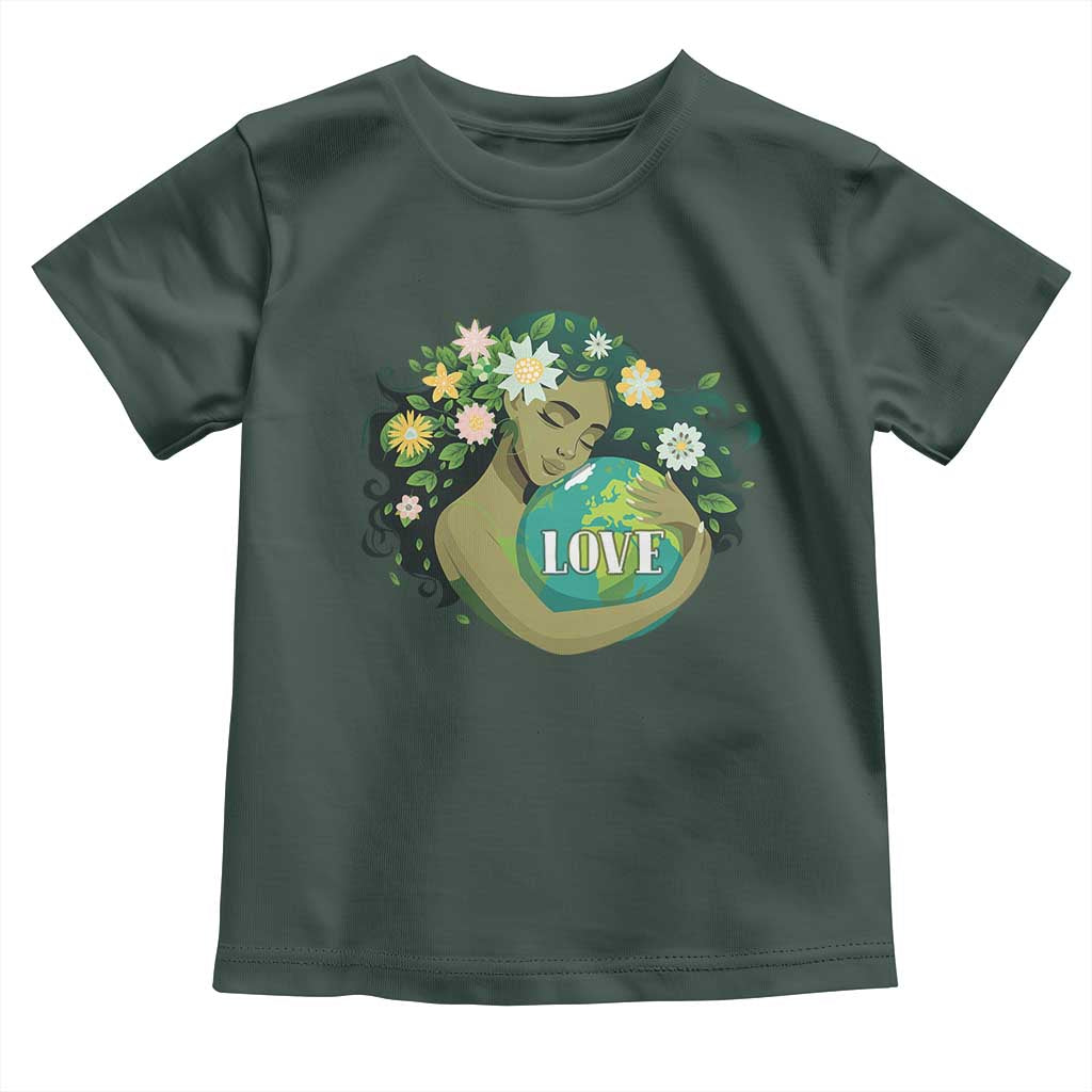 LOVE Mother Earth Day Save Our Planet Environment Green Toddler T Shirt TS11 Dark Forest Green Print Your Wear