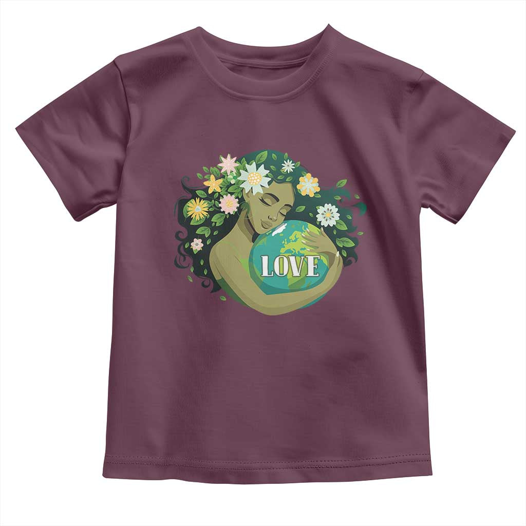 LOVE Mother Earth Day Save Our Planet Environment Green Toddler T Shirt TS11 Maroon Print Your Wear