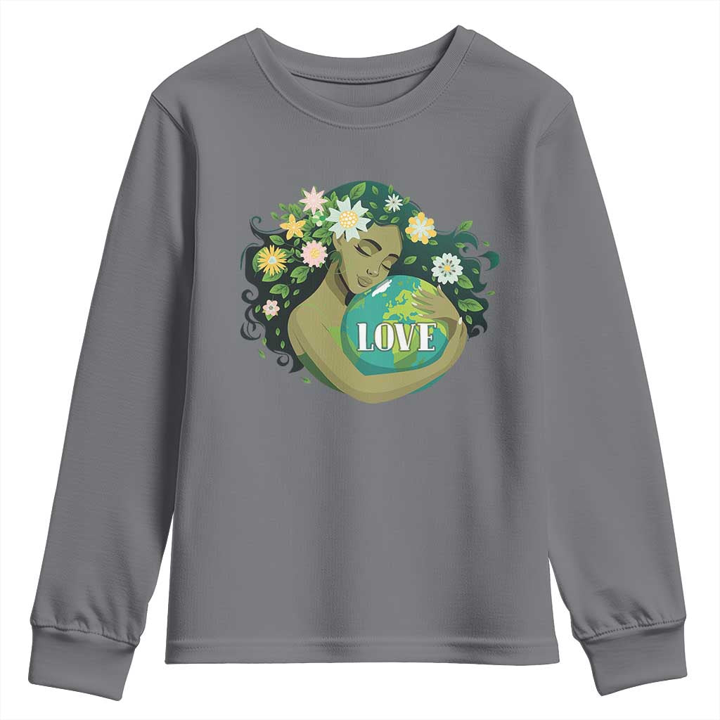 LOVE Mother Earth Day Save Our Planet Environment Green Youth Sweatshirt TS11 Charcoal Print Your Wear