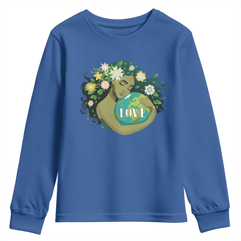 LOVE Mother Earth Day Save Our Planet Environment Green Youth Sweatshirt TS11 Royal Blue Print Your Wear