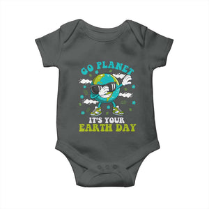 Funny Go Planet It's Your Earth Day Baby Onesie Dabbing Earth Flower TS11 Dark Heather Print Your Wear