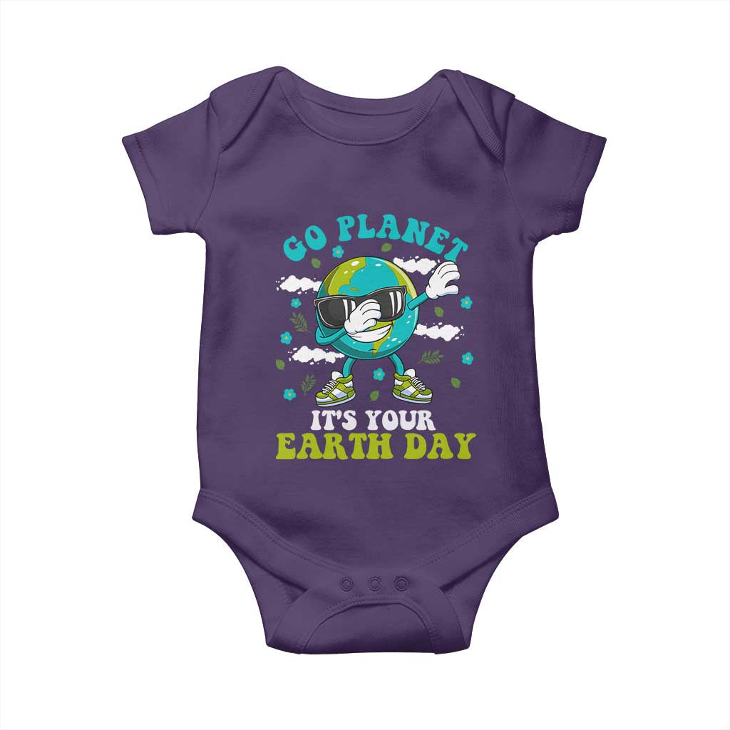 Funny Go Planet It's Your Earth Day Baby Onesie Dabbing Earth Flower TS11 Purple Print Your Wear