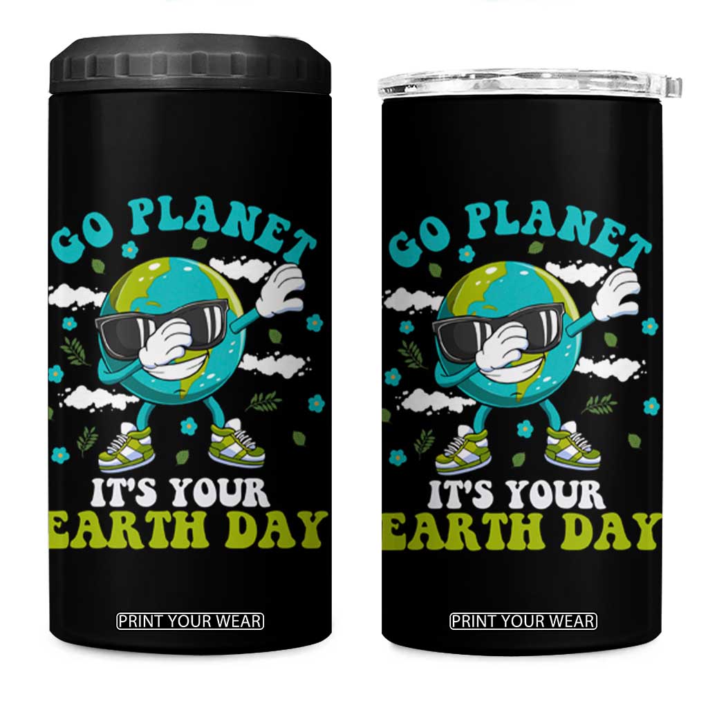 Funny Go Planet It's Your Earth Day 4 in 1 Can Cooler Tumbler Dabbing Earth Flower TS11 One Size: 16 oz Black Print Your Wear
